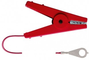 Přípojný kabel pro ohradník s klemou červený