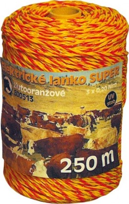 Nirolanko pro ohradník Super 3mm žlutooranžové 250m