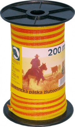 Páska pro elektrický ohradník žlutooranžová 10mm/200m