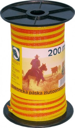 Vodivá páska pro elektrické ohradníky žlutooranžová 10mm/200m