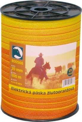 Páska pro elektrický ohradník žlutooranžová 20mm/200m