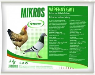 MIKROP Mikros Vápenný grit pro drůbež a holuby, 3kg