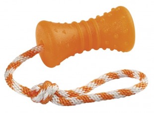 Hračka gumová ToyFastic Kost na laně oranžová