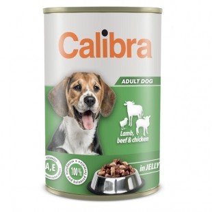 CALIBRA Dog konzerva pro psy jehně, hovězí, kuře v želé NEW 1240g