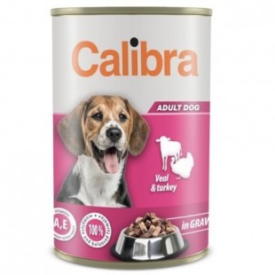 CALIBRA Dog konzerva pro psy telecí, krůta v omáčce NEW 1240g