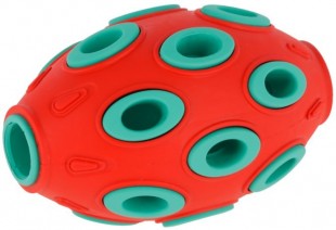 Hračka gumová pro psy ToyFastic Míč na pamlsky červenomodrý 12 x 7,5 cm