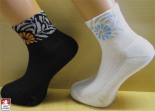 Ponožky PONDY polofroté vzor KVĚT dámské