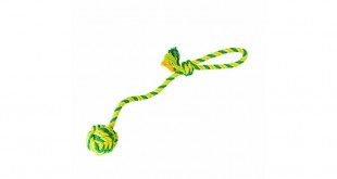 HipHop Vrhací lano s míčem pro psy bavlněné 41 cm 85 g b. zelená