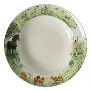 Hluboký talíř 23 cm - vzor kůň/ovce