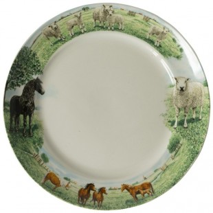 Velký talíř 25 cm - vzor kůň/ovce