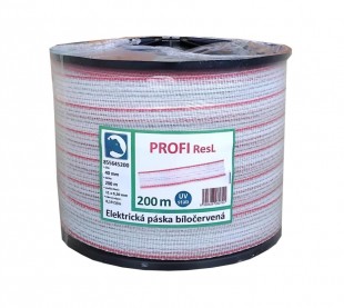 Ohradníková páska pro koně PROFI ResL 40mm bíločervená, 200m