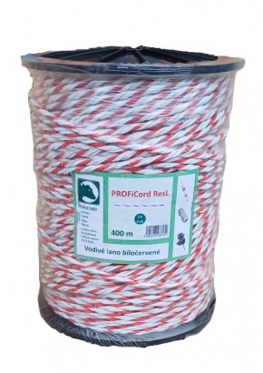 Vodivé lano pro ohradník PROFICord ResL 6mm bíločervené 400m